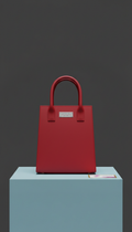 Mini tote in statement red with serial number