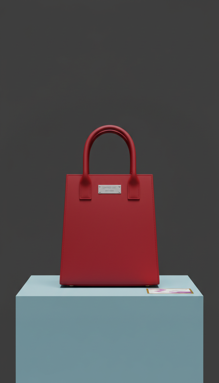 Mini tote in statement red with serial number